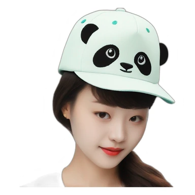 Panda embroidery on a cap sticker