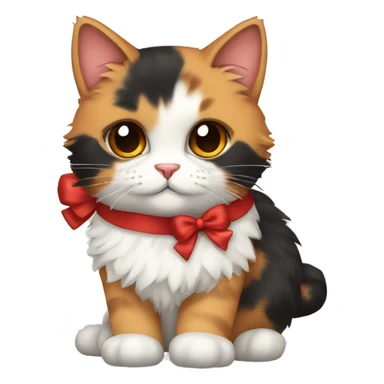 calico cat fluffy with a red bow sticker