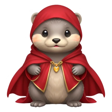 baby grey otter, in magic red cloak sticker