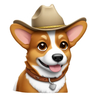 Tricolor corgi with a cowboy hat sticker