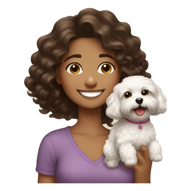 Brunet girl smiling with Maltipoo sticker