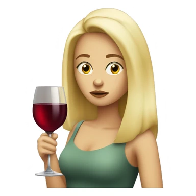 sad blonde drinking wine  sticker