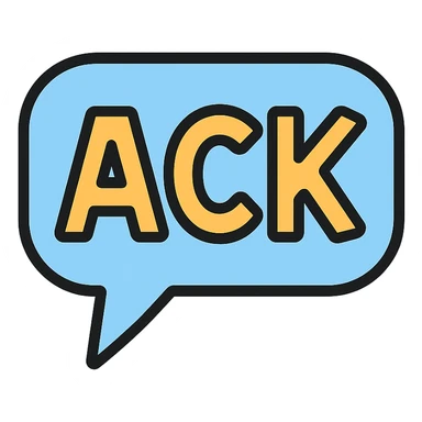 the word 'Ack' inside a comic speech bubble as a color outline icon sticker