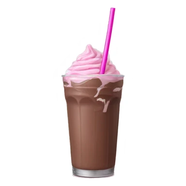 Chocolate milkshake with a pink straw sticker