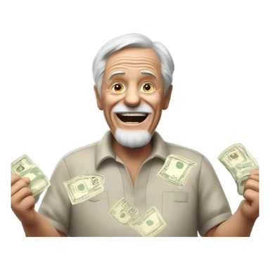 Old man winning the lottery sticker