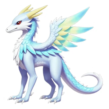 Colorful scaly flurry iridescent shiny bioluminescent translucent luminescent neon pastel bright pale Latias-Sergal-Vernid-Lombax-Renamon-Zeraora-Bastet-Fakémon-hybrid-fusion-creature, full body sticker