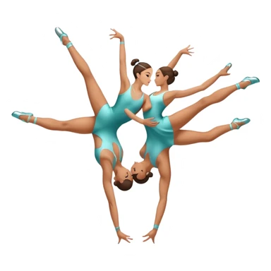 Icon for Sports Dance: a couple in competitive dance attire performing a synchronized dance with acrobatic lifts, dance shoes, rhythmic floor, and a competition backdrop. The icon should capture athleticism, technique, and precision in sports dance. Transparent background. sticker
