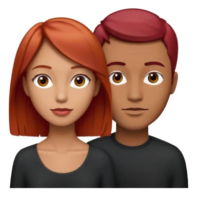 Mujer flaca con cabello mediano color rojo color de piel media, hombre de color medio moreno con cabello color negro, flaco sticker