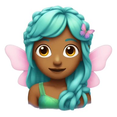 Fairy with pink,blue and green hair with orange wings sticker