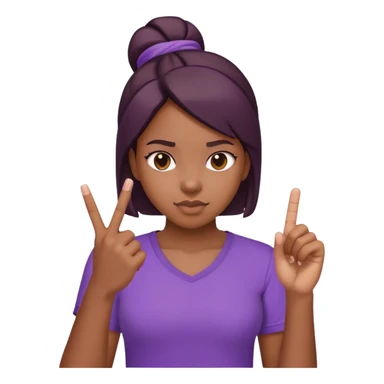 Black girl with purple shirt holding the middle finger ￼ sticker