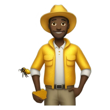 Tall black man beekeeper with honeycomb full body sticker