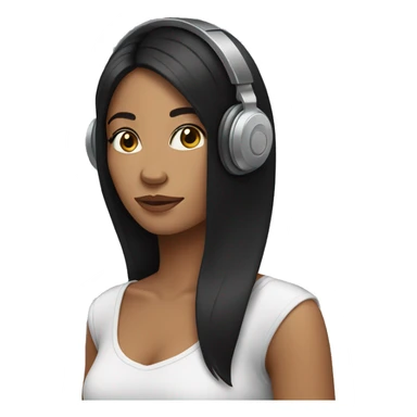 Woman with long black hair wearing headphones sticker