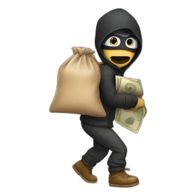 Sneaking thief with bag of money sticker