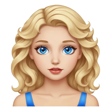 Blonde hair, wavy hair, blue eyes, makeup, not skinny, girl sticker
