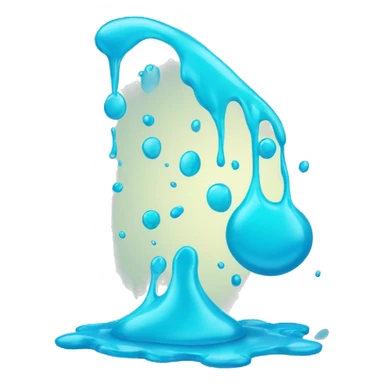 Glowing shiny Cyan blue liquid splash splatter drip sticker