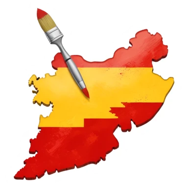 Create a emoji an Karnataka Map top yellow brush paint type and bottom red brush paint type sticker