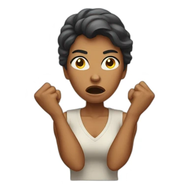 angry woman who has 4 arms sticker