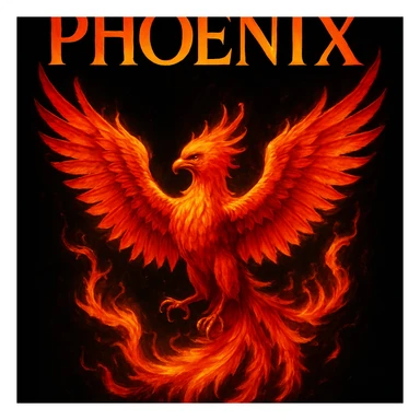 make image of phoenix with title, black background sticker