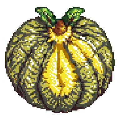 whole durian fruit, pixel art style, isolated on white background sticker