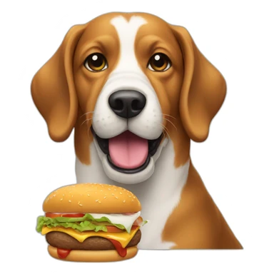 Dog eating a burger  sticker