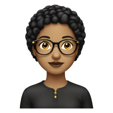 Teen girl with light skin black hair and round gold glasses sticker