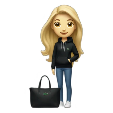 Lacoste bag girl with black lacoste hoodie sticker