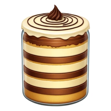 A layered little jar of cake that is gold sticker