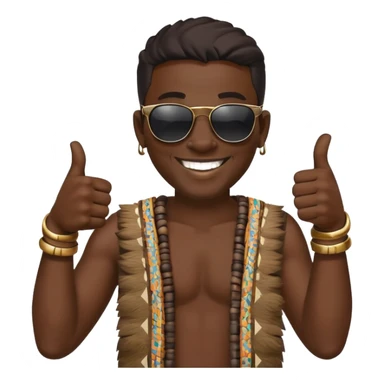 Black tribal man wearing sunglasses smiling thumbs up sticker