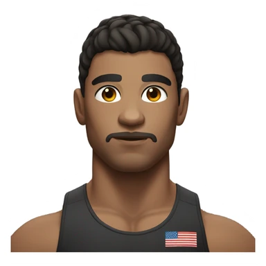 Dark brown hair and eyes and wrestler sticker