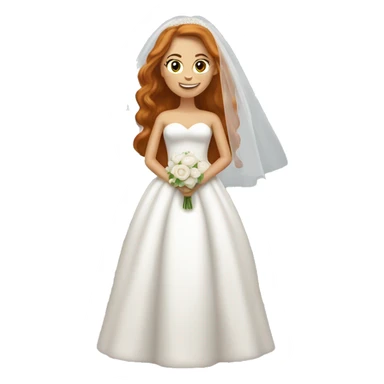 Tan White redhead girl in wedding dress no vail  sticker