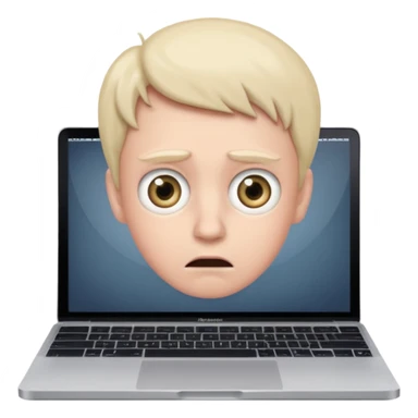 Someone using a MacBook, looking being afraid of something sticker