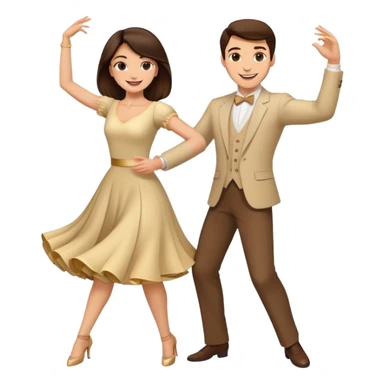 Wedding DANCE: brunette woman and brunette man with medium length hair sticker