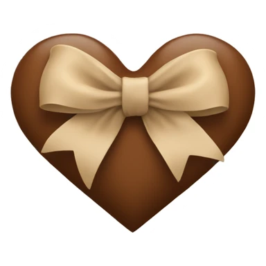 brown heart with beige bow sticker