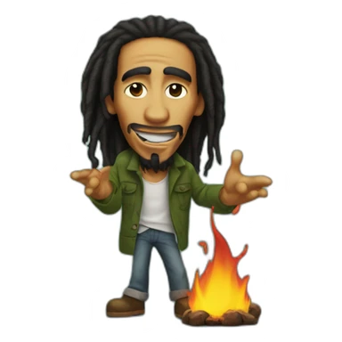 Bob marley with a burn sticker