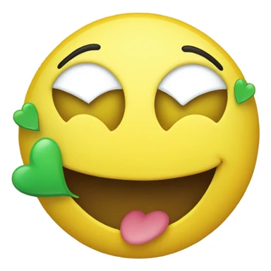 basic yellow smiley face with green heart eyes emoji sticker