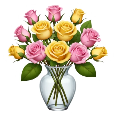 a beautiful pink and yellow rose bouquet sticker