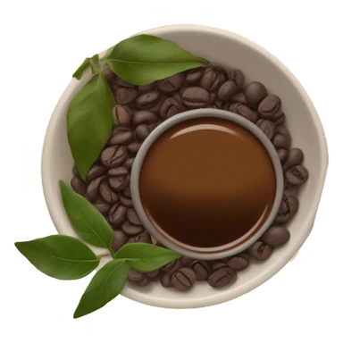 Flat-lay of a natural gray hair remedy: a bowl of dark paste, henna leaves, coffee beans, oil bottle, and a wooden brush on a warm earthy background. Title: 'Cubre las Canas de Forma Natural sticker