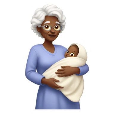 white grandma with long brown hair; holding little baby girl  sticker