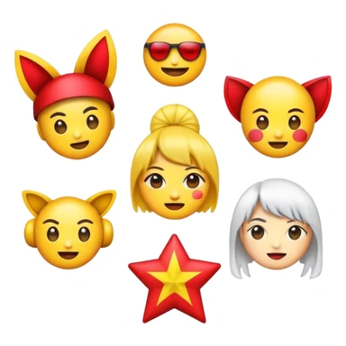 Cinematic Realistic V-pop Music Pop Culture Emoji, showcasing a modern, energetic representation of Vietnamese pop culture rendered with vivid textures and dynamic, colorful lighting. sticker