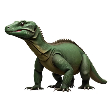 cinematic-komodo-dragon-realistic-full-body-standing on all fours-emoji,-massive-scaled-body-poised-with-quiet-power,-rough-textured-skin-dark-green-and-dark brown, black,-head-tilted-dramatically,-long-forked-tongue-flicking-out,-simplified-yet-realistic-focused-features,-highly-detailed,-glowing-with-an-almost-sarcastic-glow

 sticker