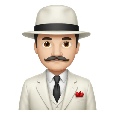 middle aged mobster with white colored suit and hat and mustache sticker