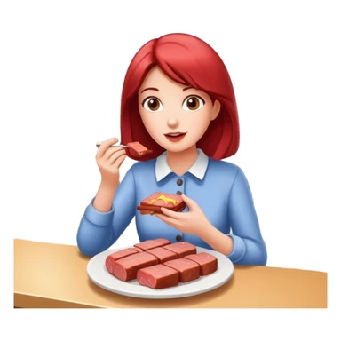  paris women eating SPAM meat at cafe landscape  sticker