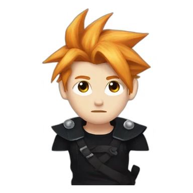 Ginger cloud strife with evil eye. Black clothes sticker