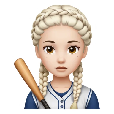 Softball player white braided hair  sticker