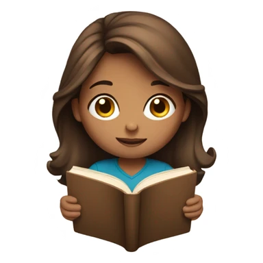 Brown hair girl reading a book sticker