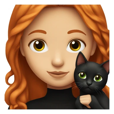 Red head girl with green eyes holding black cat  sticker
