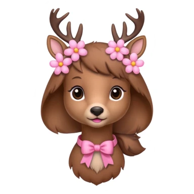 Cute Doe with a pink bow and with flowers  sticker