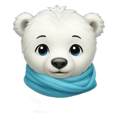Baby polar bear with a blue scarf sticker