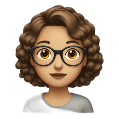 a girl with kurly brown hair brown eyes and round glasses sticker