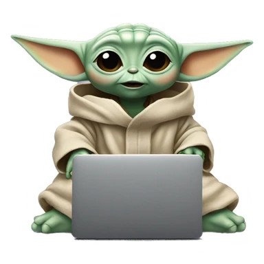 A cute Baby Yoda from Star Wars with a laptop sticker